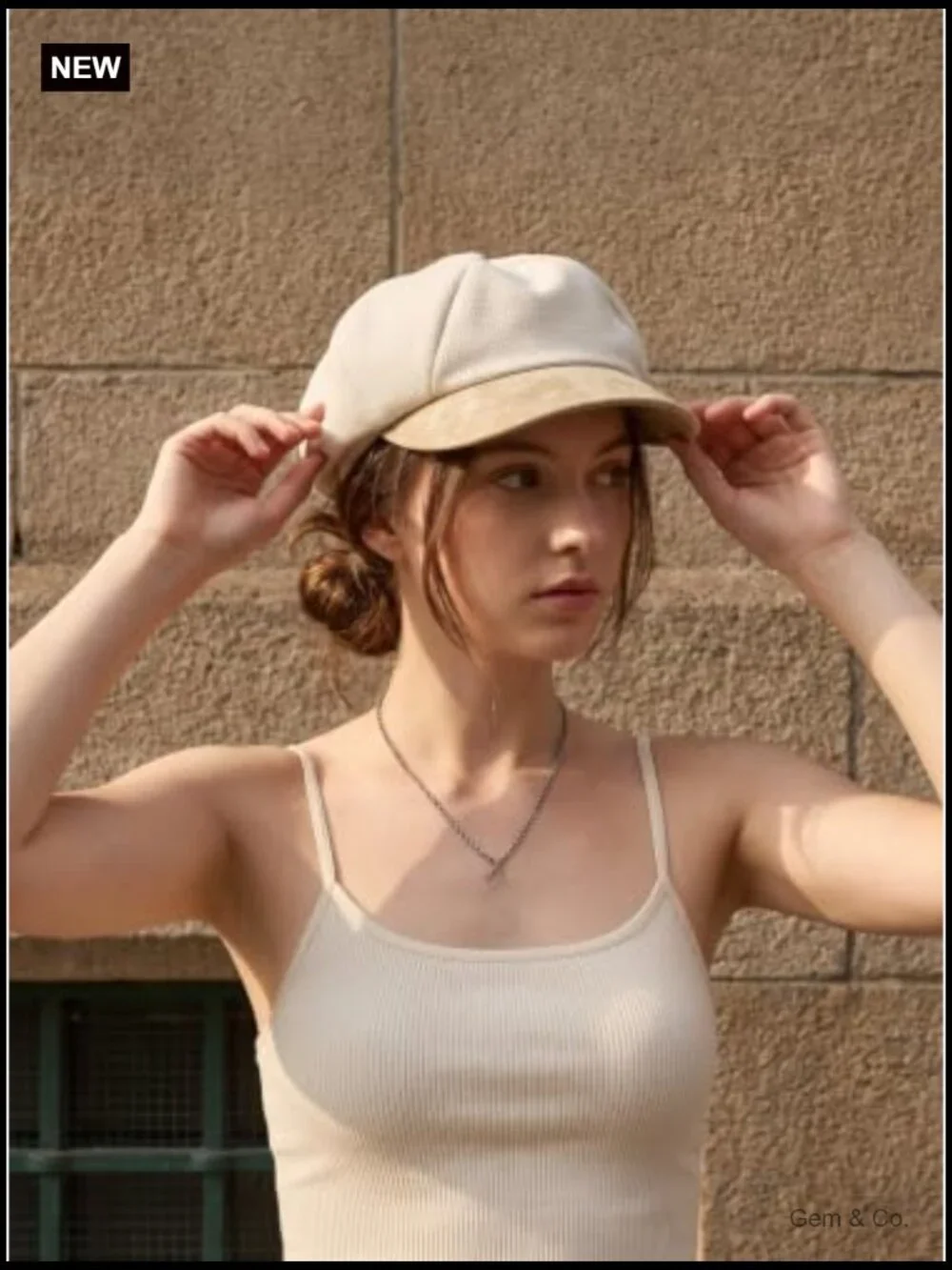 Women's Newsboy Hat with PU Leather Brim Convertible to Beret